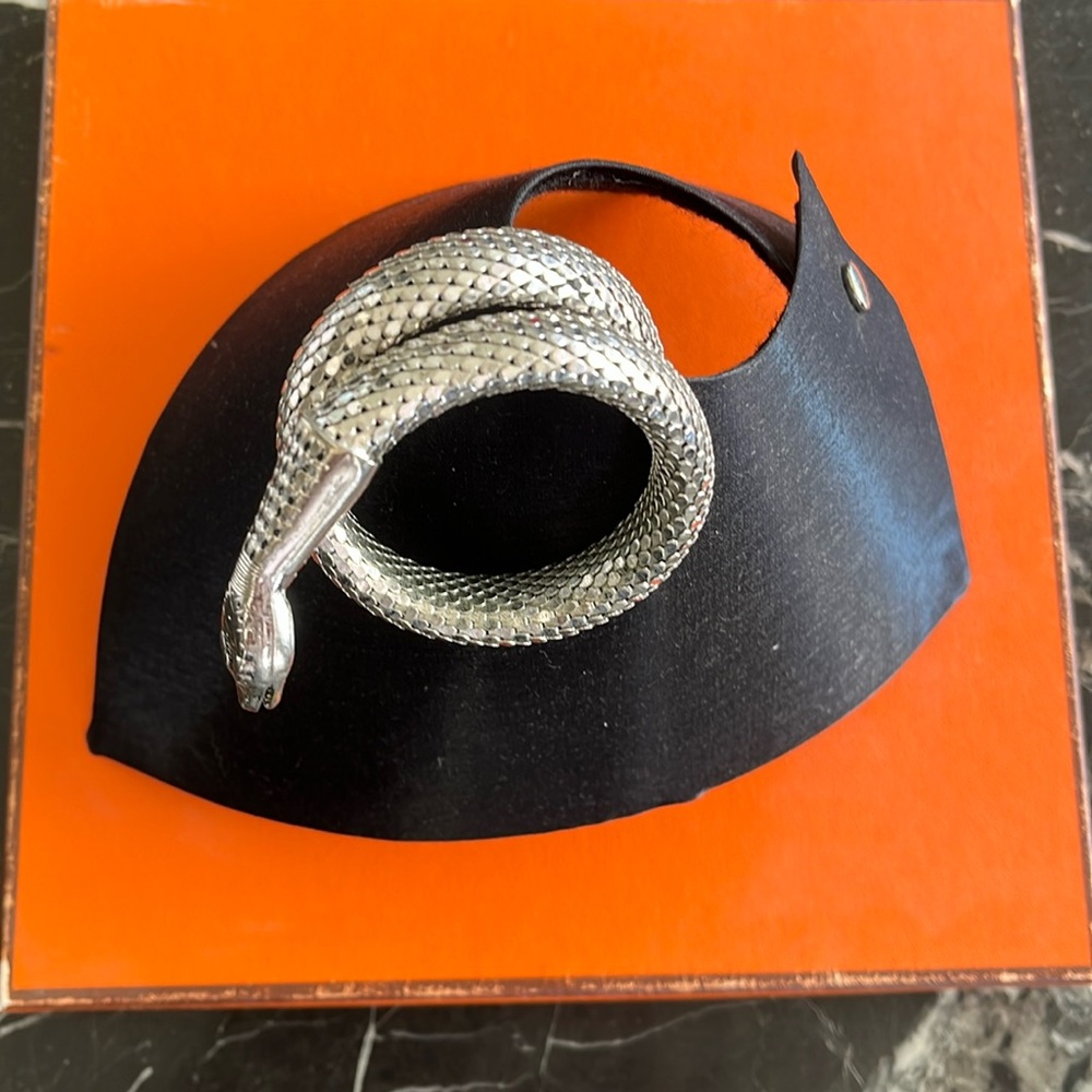 Whiting & Davis silver tone mesh coiled snake bracelet Stamped